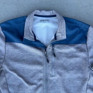 ORVIS Men's Large Mesh Fleece Full Zip‎ Jacket Gray
